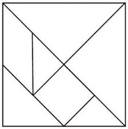 Tangramteile zusammengelegt als großes Quadrat 