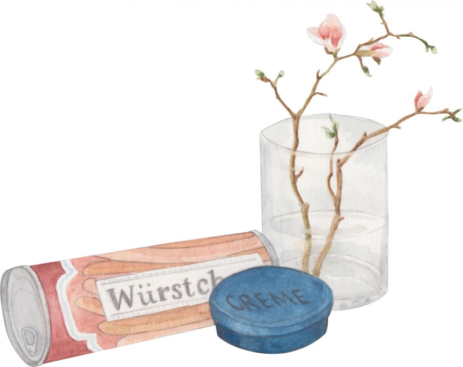 Abbildung von 3 zylinderförmigen Alltagsgegenständen: Blumenvase, Cremetiegel, Würstchendose.