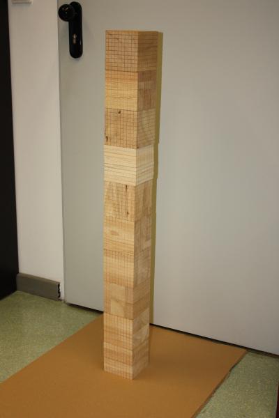 Foto eines Turms, der mithilfe von 10 Tausenderwürfeln des Dienes-Materials gebaut wurde.